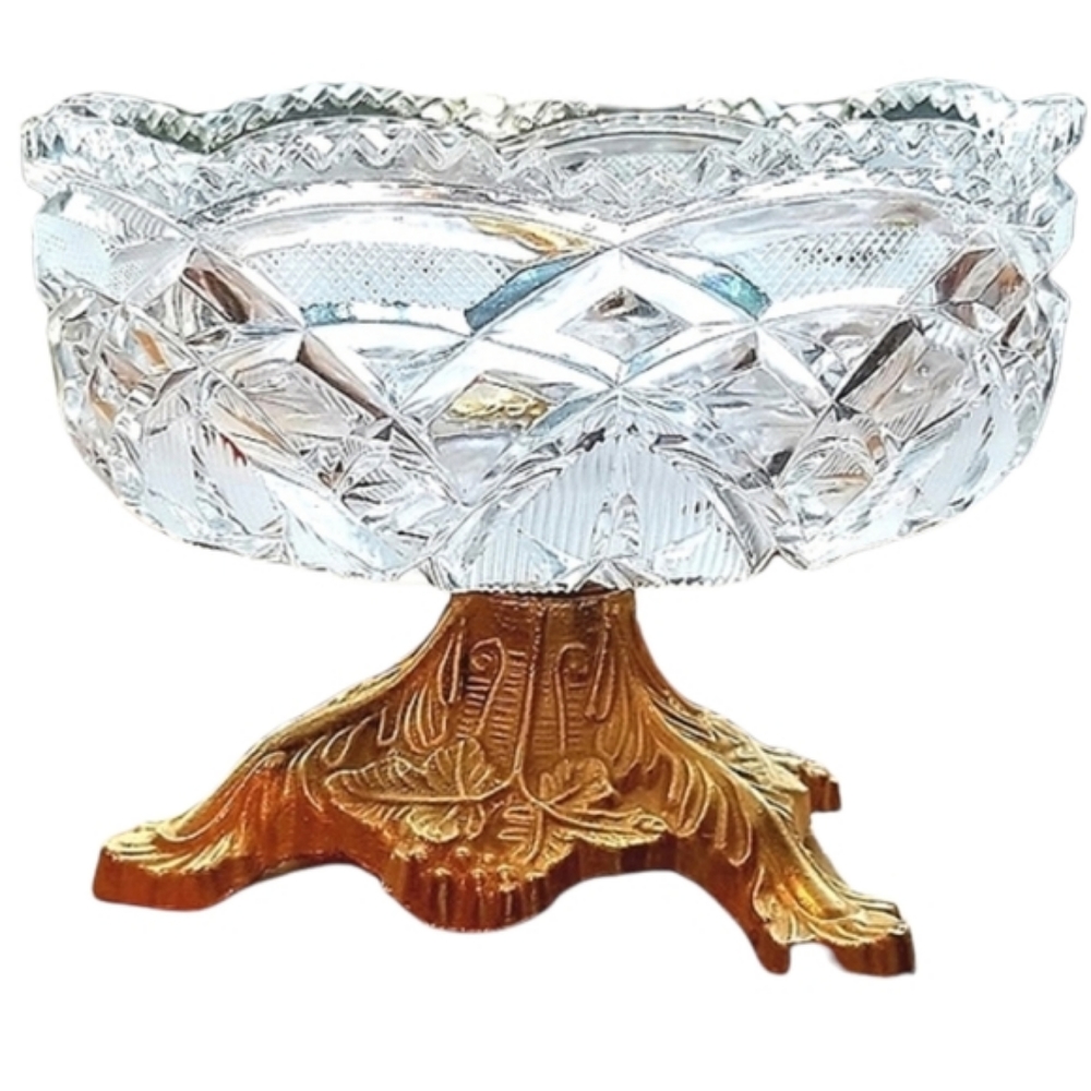 American Brilliant Glass Footed Bowl Antique Crystal